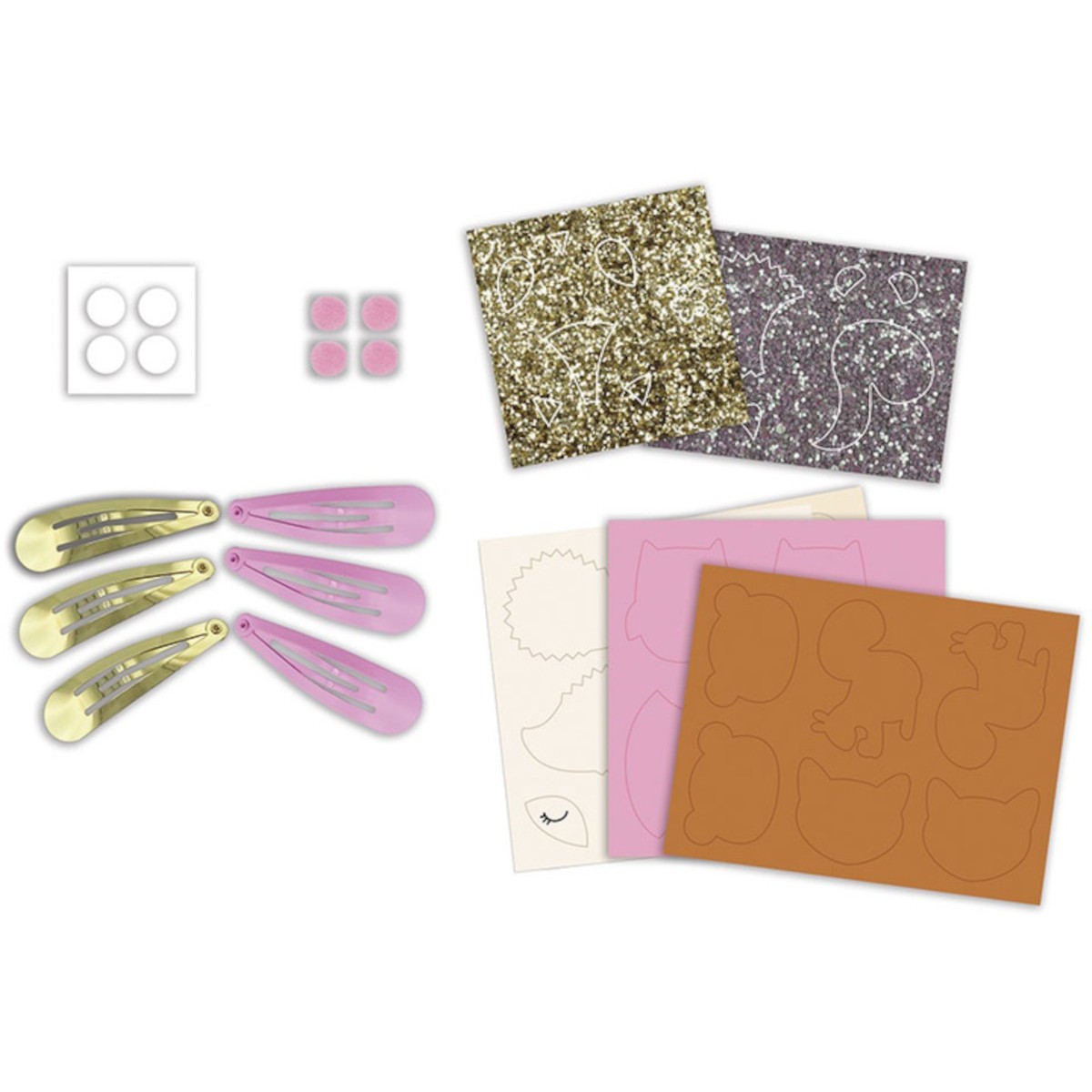 Zestaw kreatywny do tworzenia biżuterii Brokatowe spinki do włosów Leśne zwierzątka, Janod