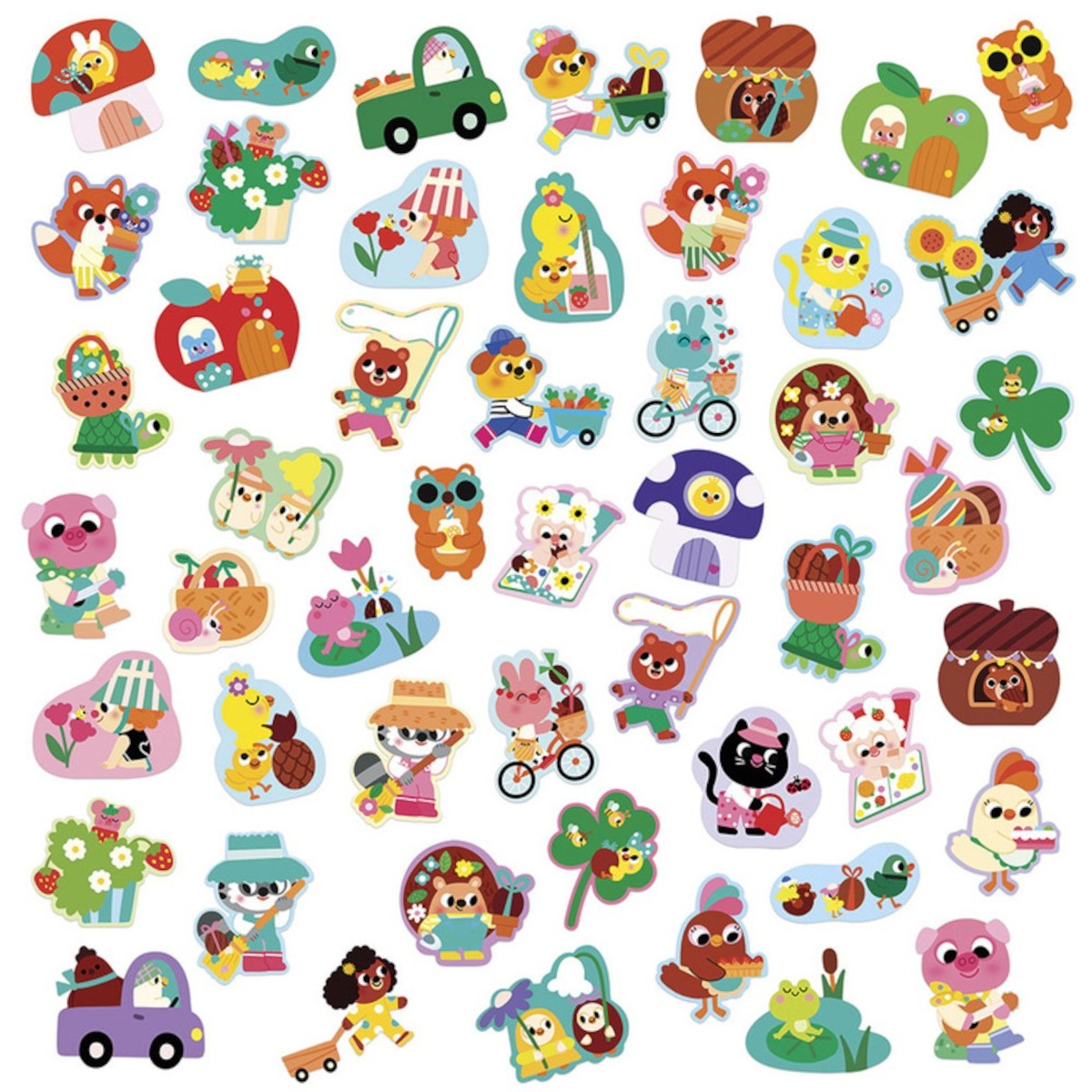 Duże naklejki wielorazowe 50 szt Wiosna +18m, Janod