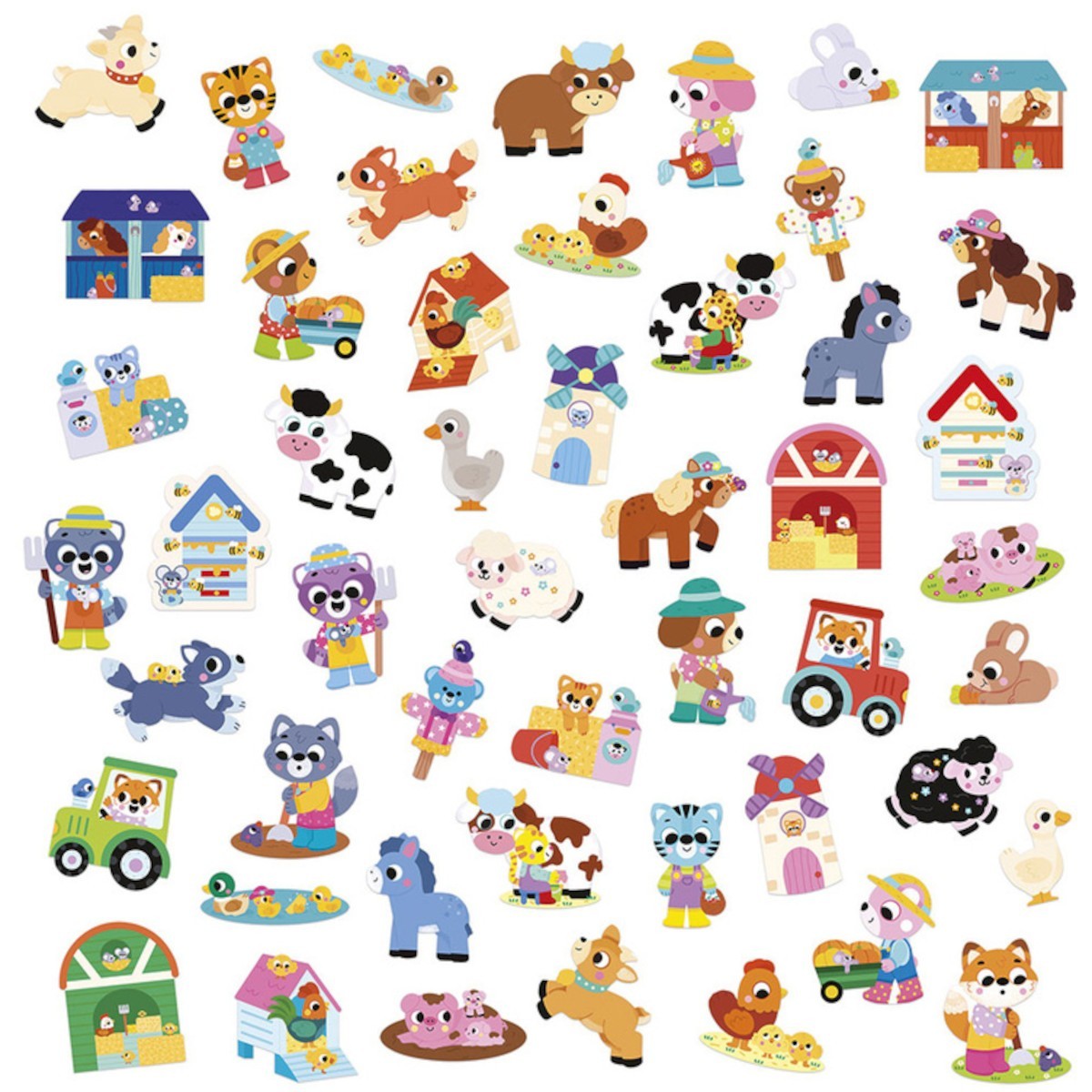 Duże naklejki wielorazowe 50 szt Farma +18m, Janod