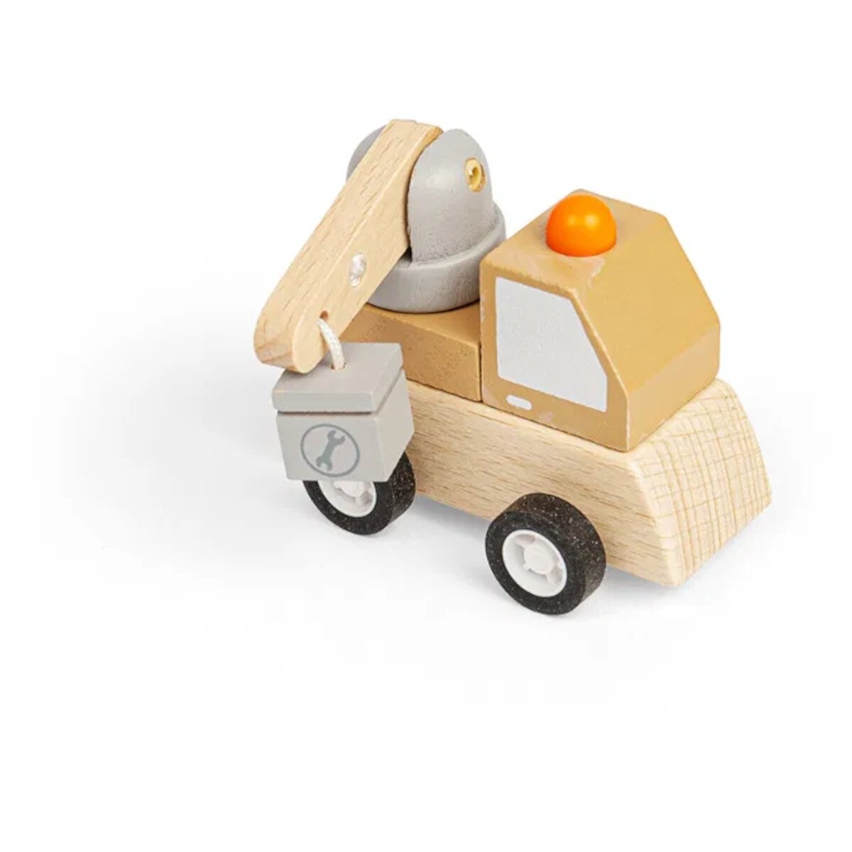 BigJigs Drewniany dźwig z napędem +3 lat