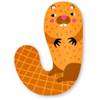 Drewniana literka "J" pomarańczowa na ścianę dla dzieci | Dadum