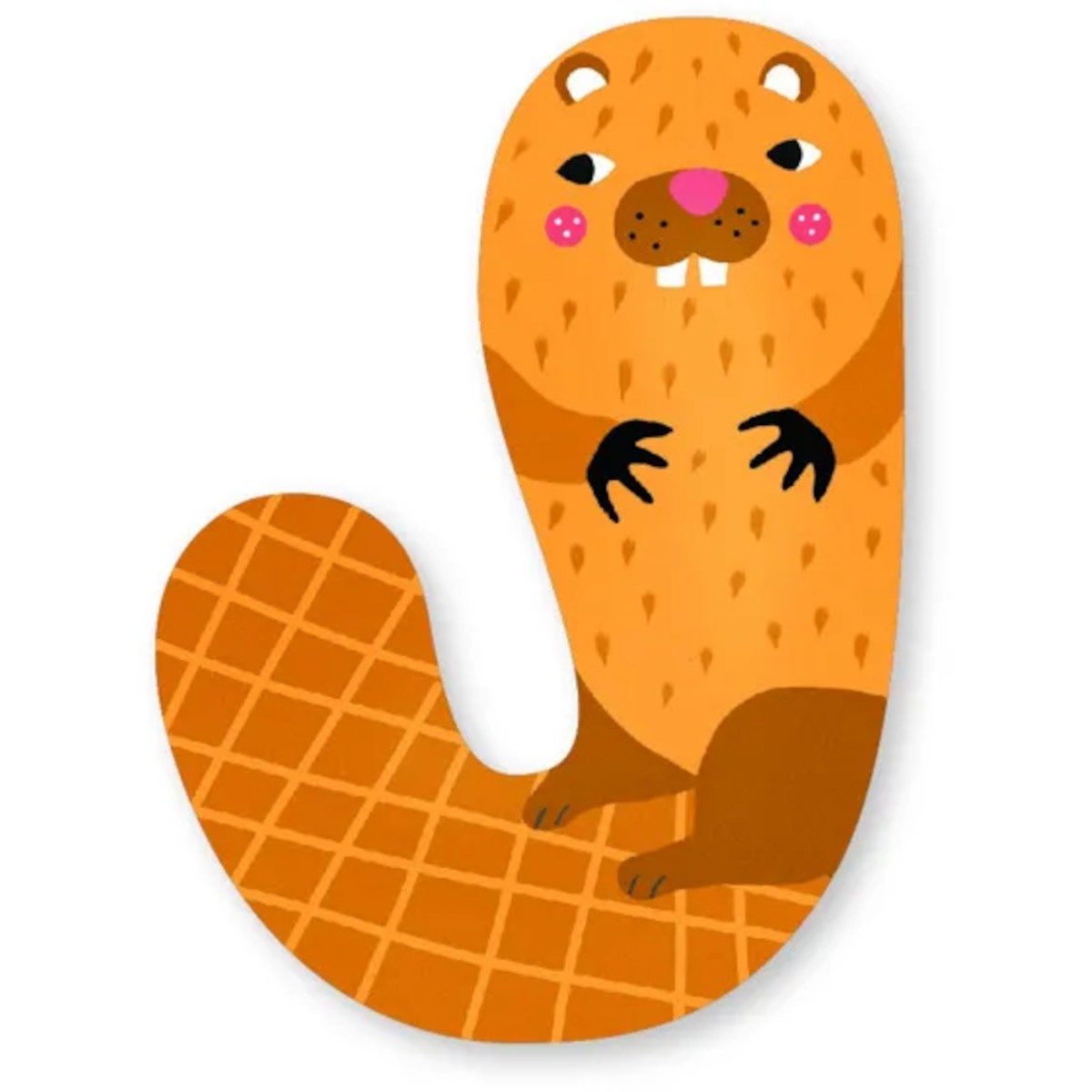 Drewniana literka "J" pomarańczowa na ścianę dla dzieci | Dadum