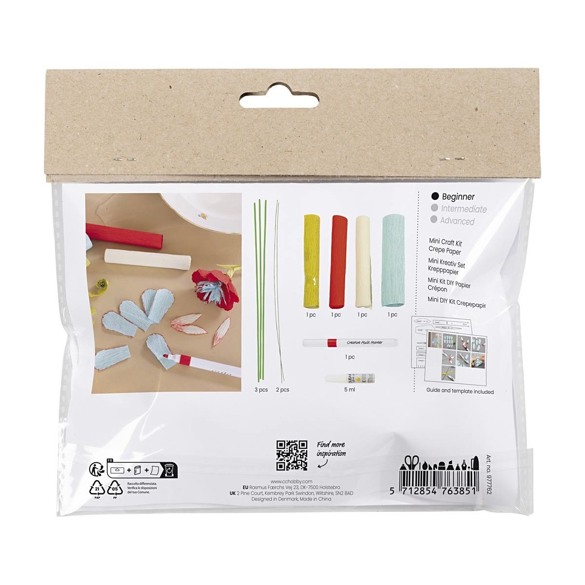 Kwiaty z krepiny udekorowane markerami do robienia, zestaw DIY dla początkujących