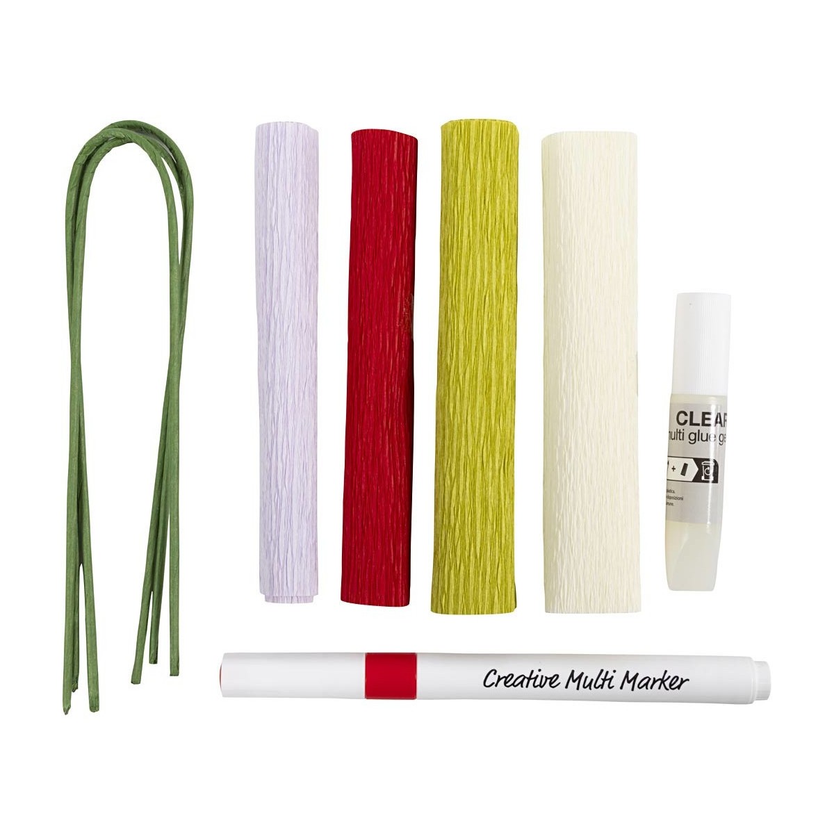 Kwiaty z krepiny fioletowo-różowe udekorowane markerami do robienia, zestaw DIY dla początkujących