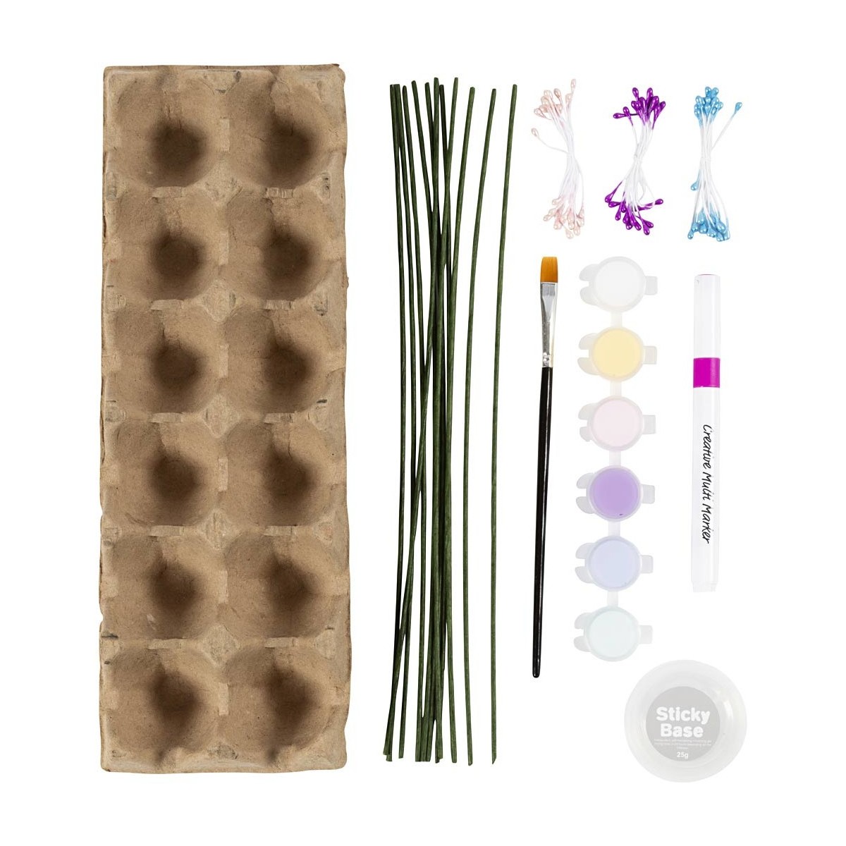 Zestaw DIY Kwiaty z wytłoczek na jajka do robienia, dla początkujących