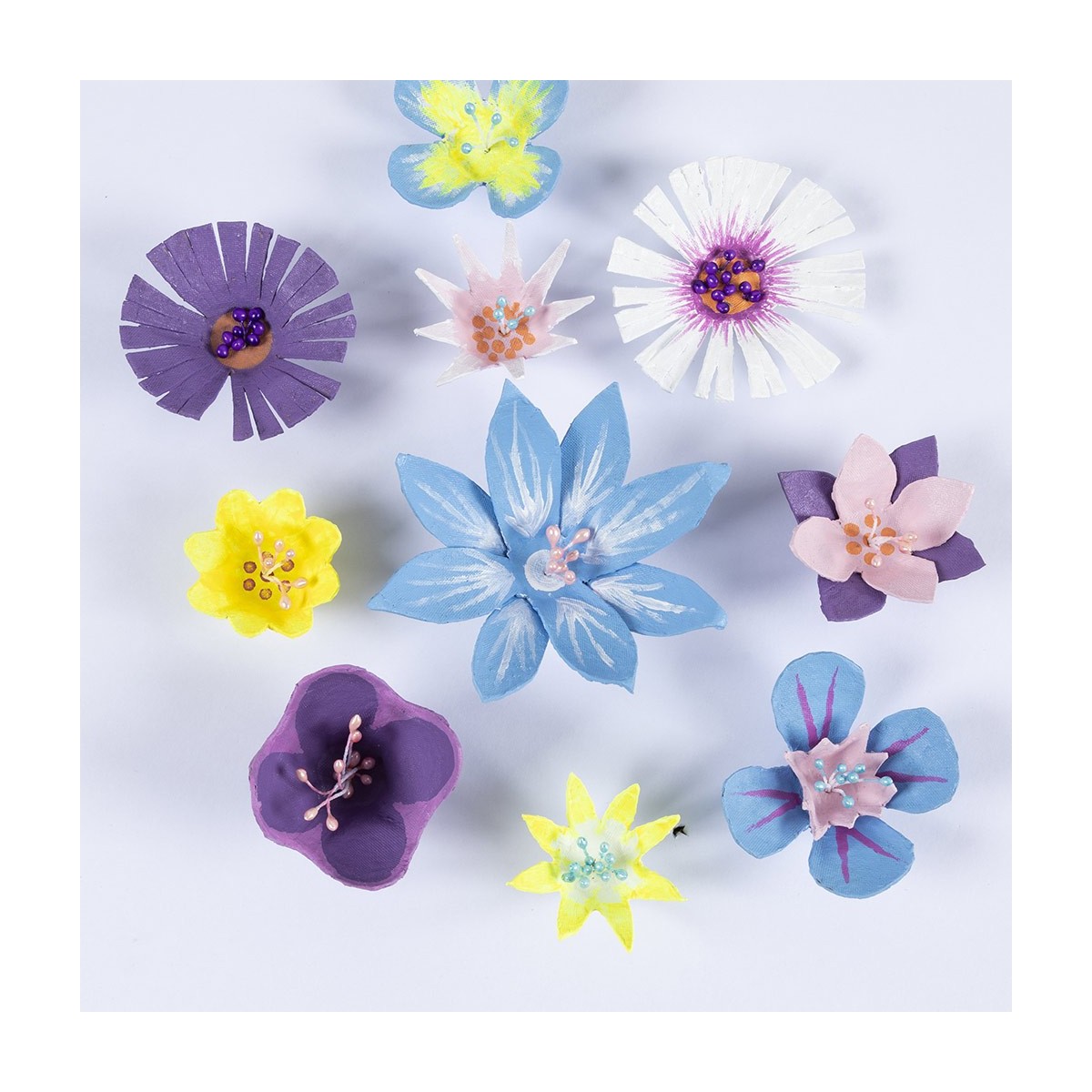 Zestaw DIY Kwiaty z wytłoczek na jajka do robienia, dla początkujących