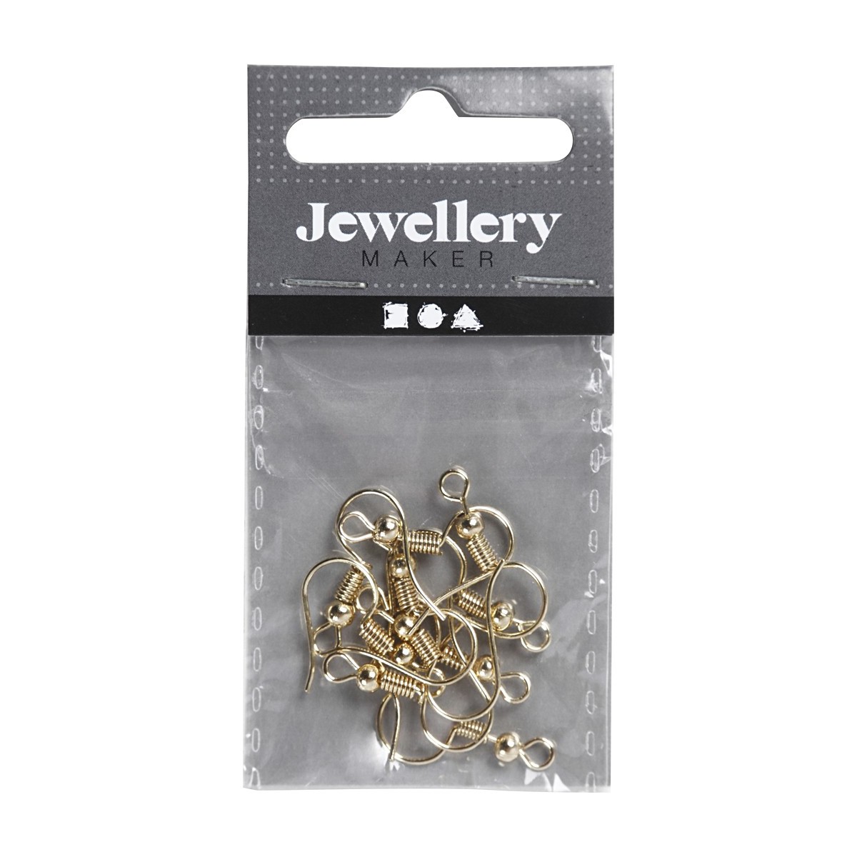 Bigle z kulką i sprężynką złote 18mm zestaw 10szt | Dadum