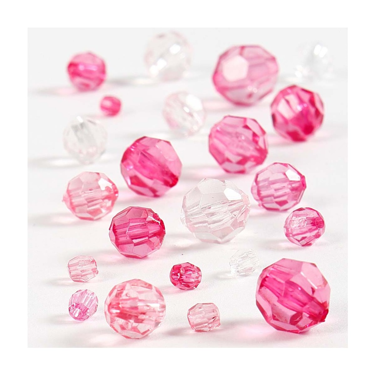 Mix różowych koralików fasetowanych 4-12mm | Dadum
