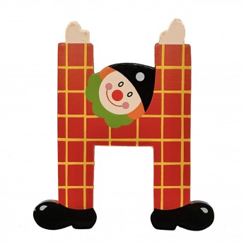 Drewniana literka "H" na ścianę dla dzieci, czerwono-pomarańczowa