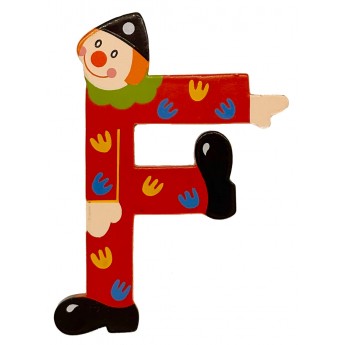 Drewniana literka "F" na ścianę dla dzieci, pomarańczowa