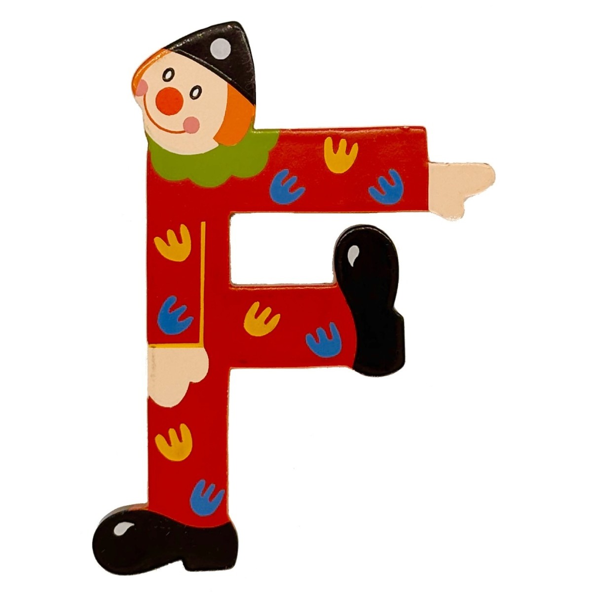 Drewniana literka "F" na ścianę dla dzieci, pomarańczowa