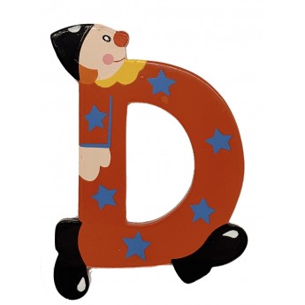 Drewniana literka "D" na ścianę dla dzieci, pomarańczowa