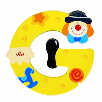 Drewniana literka "G" na ścianę dla dzieci, żółta