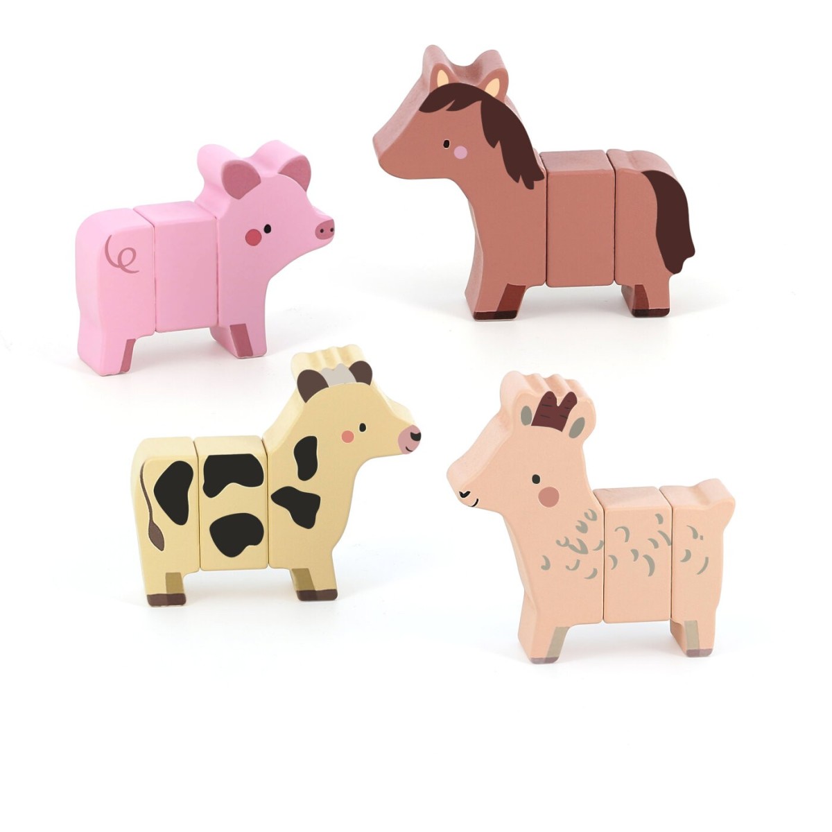 Zabawne Zwierzęta z Farmy klocki drewniane magnetyczne Vilac 7116