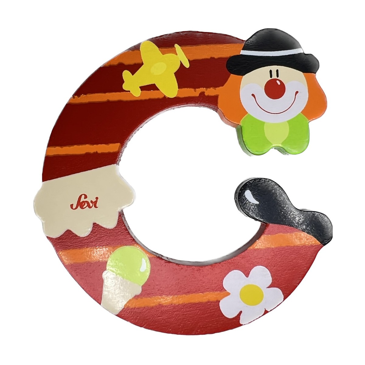 Drewniana literka "C" na ścianę dla dzieci, czerwona