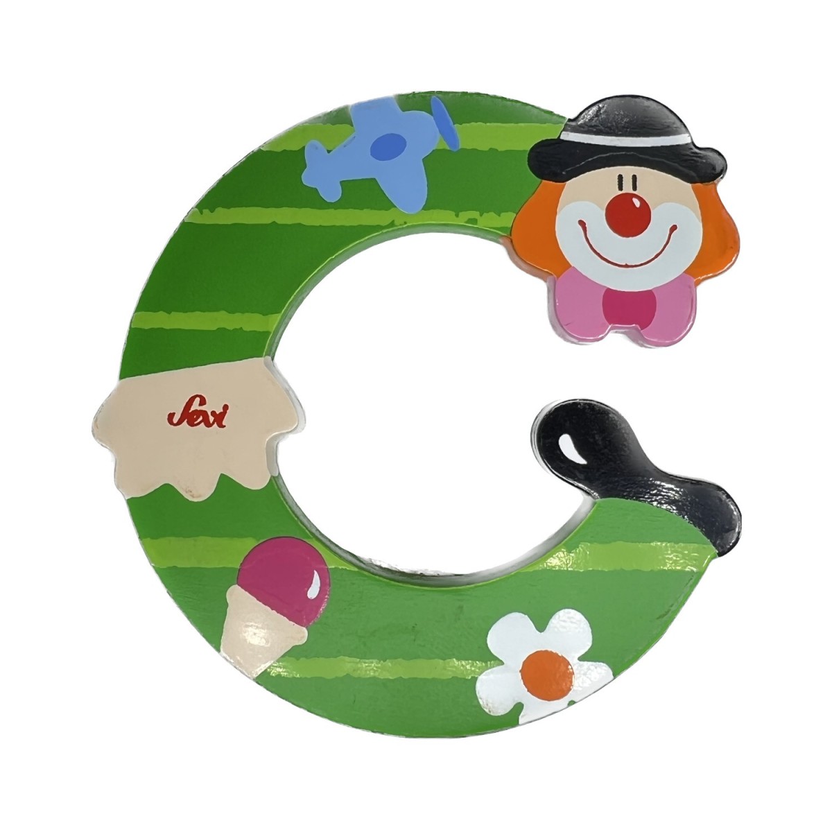 Drewniana literka "C" na ścianę dla dzieci, zielona