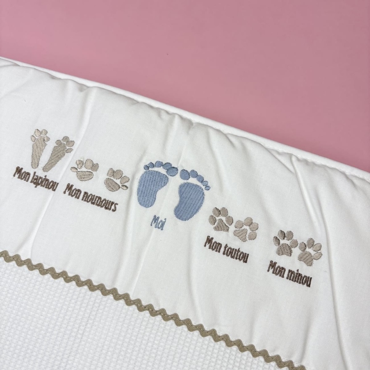 Ochraniacz na szczebelki do łóżeczka Stópki błękitny | Dadum Kraków