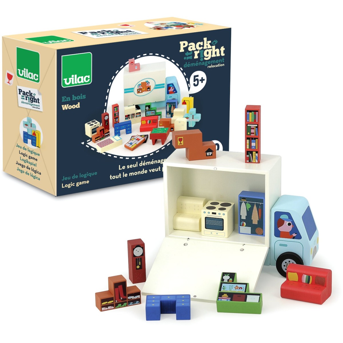 Drewniana gra logiczna +5 "Przeprowadzka" Vilac 7635