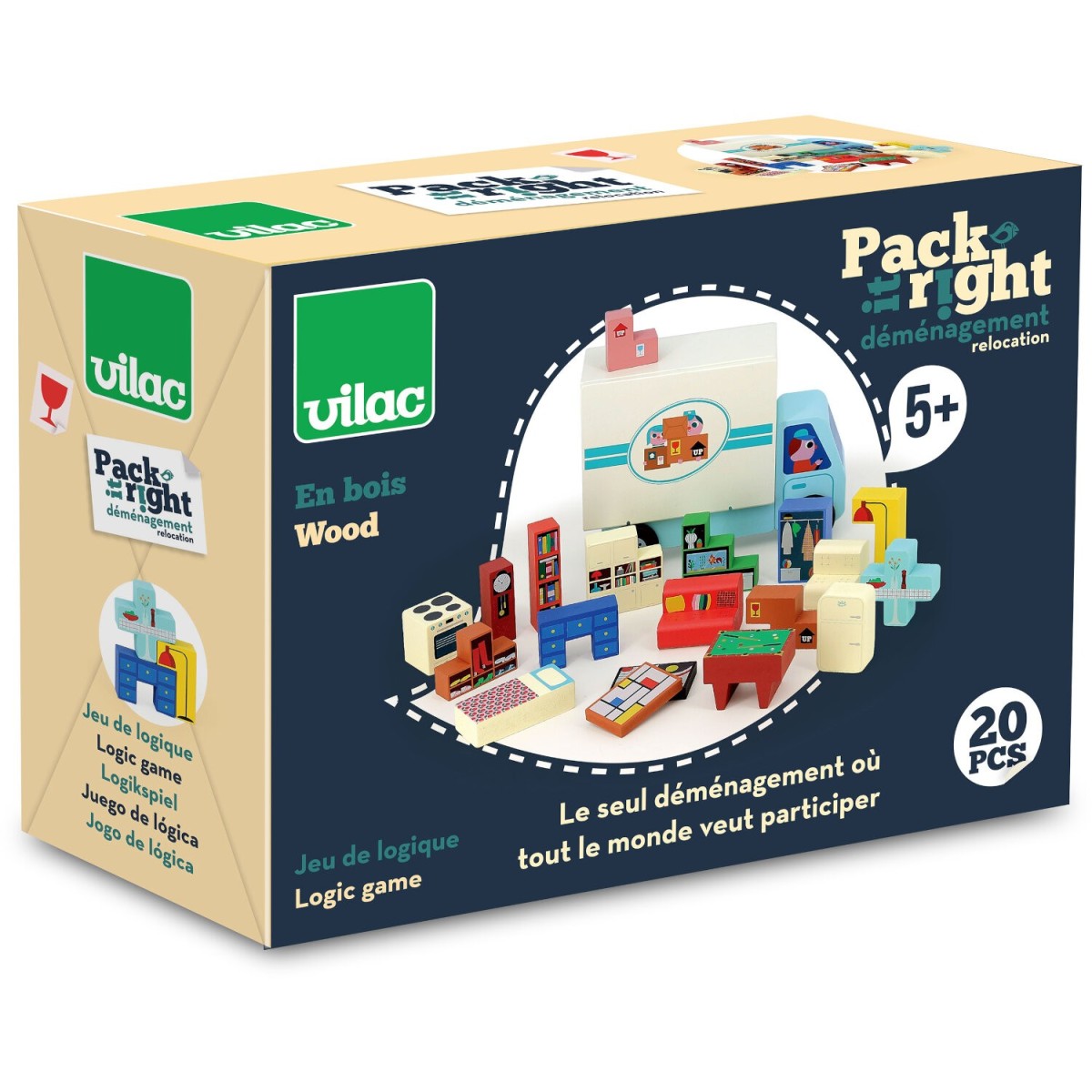Drewniana gra logiczna +5 "Przeprowadzka" Vilac 7635