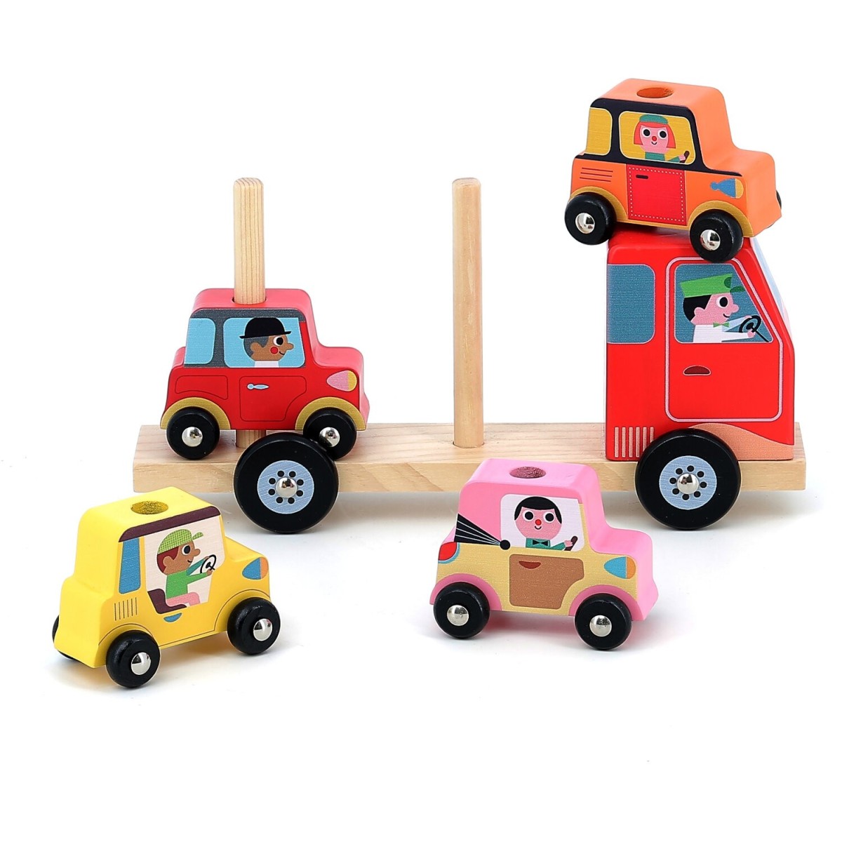 Nakładanka drewniana Laweta na 4 auta Vilac 7636