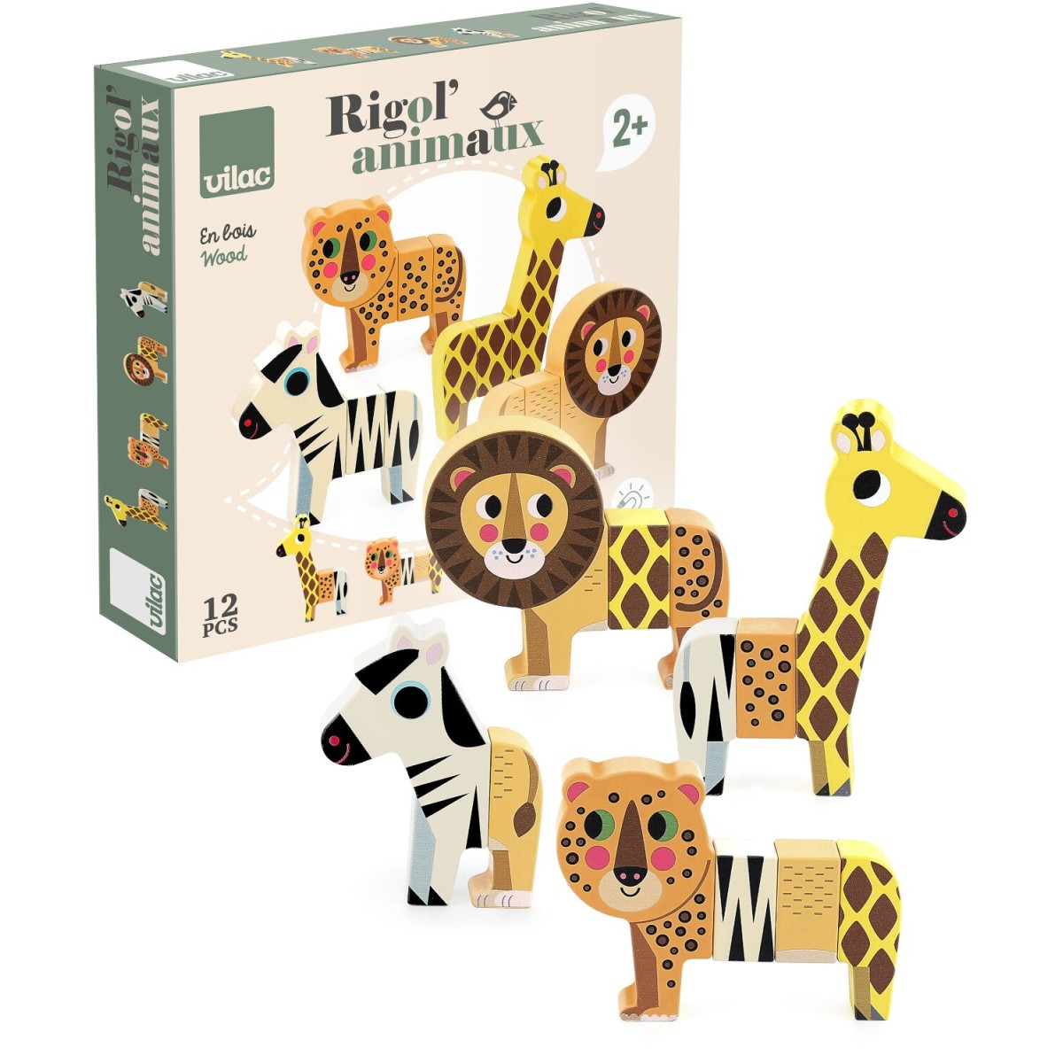 Zabawna Sawanna klocki magnetyczne drewniane Vilac 7703S