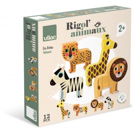 Zabawna Sawanna klocki magnetyczne drewniane Vilac 7703S