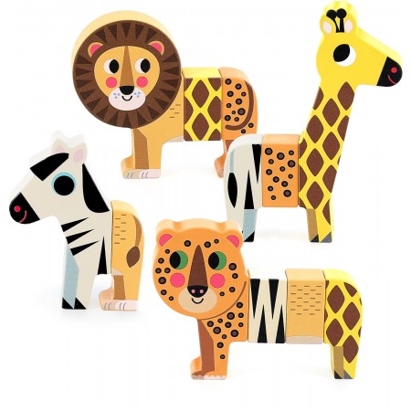 Zabawna Sawanna klocki magnetyczne drewniane Vilac 7703S