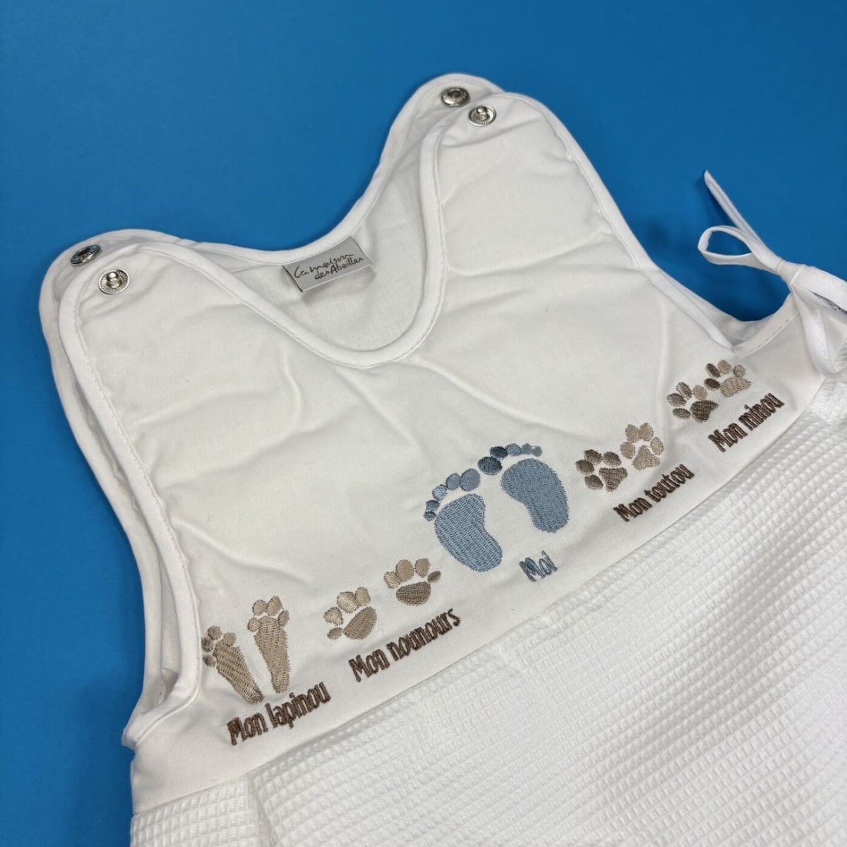 Śpiworek do spania dla niemowlaka błękitny 85cm Stópki, Poyet | Dadum