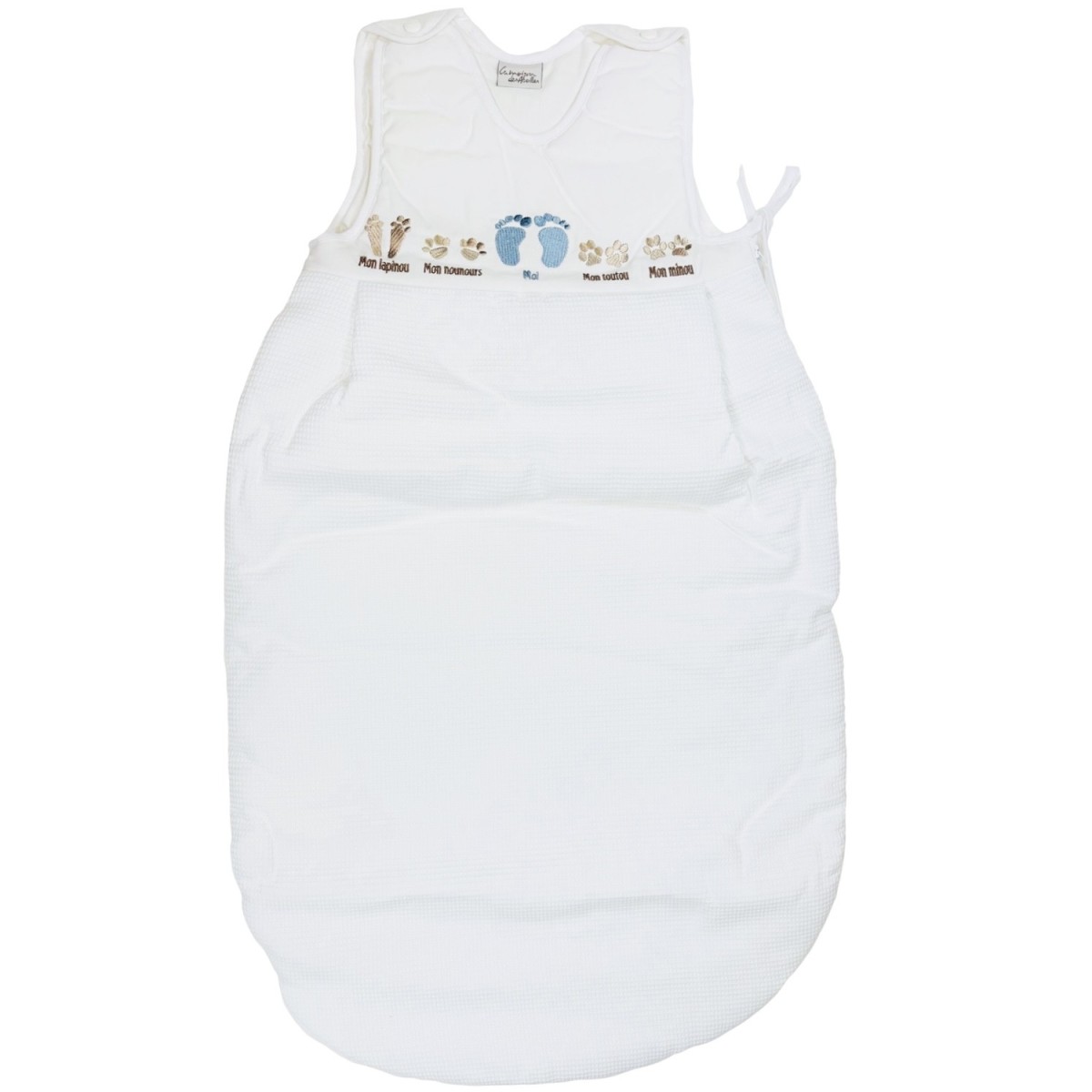 Śpiworek do spania dla niemowlaka błękitny 85cm Stópki, Poyet | Dadum