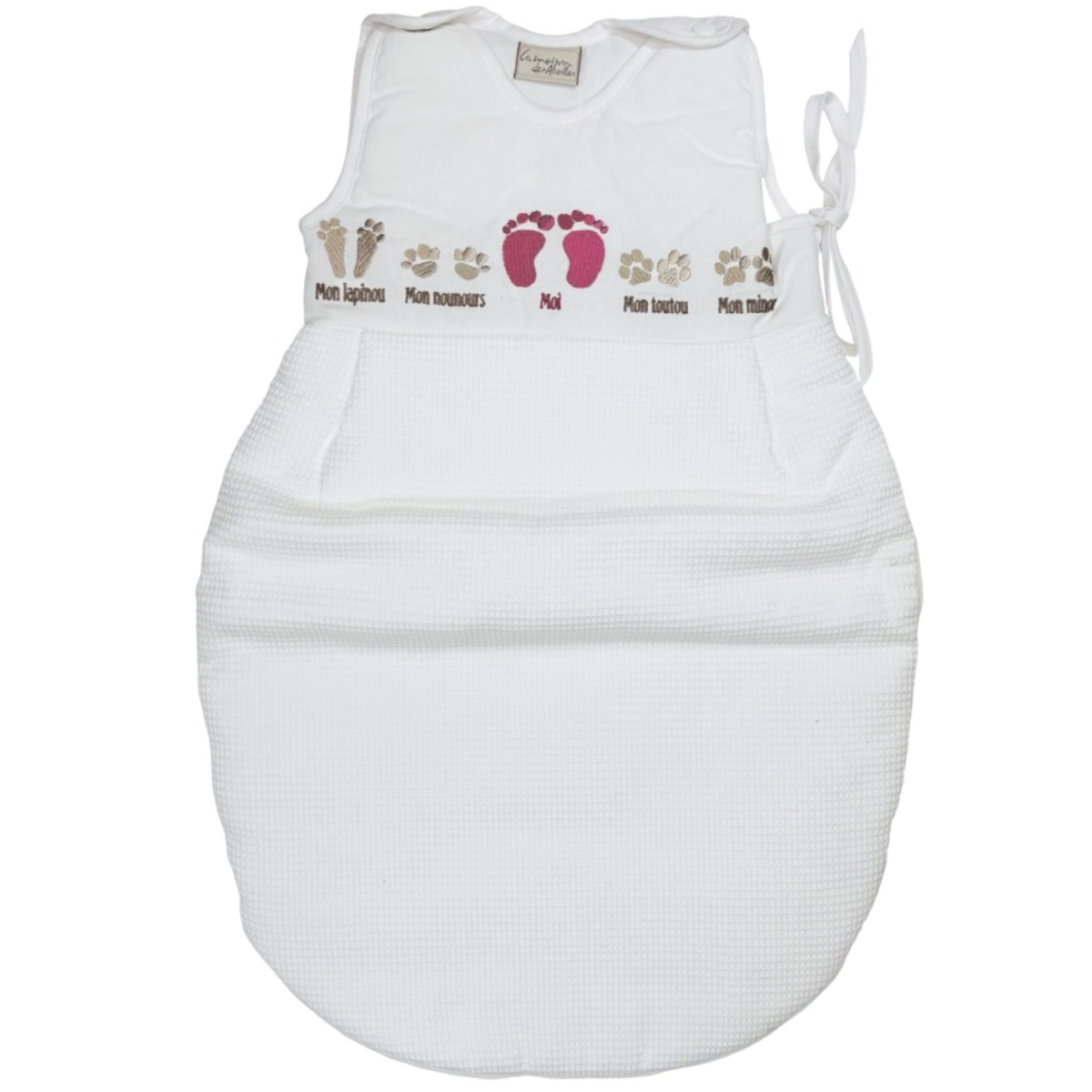 Śpiworek do spania dla niemowlaka różowy 60cm Stópki, Poyet | Dadum