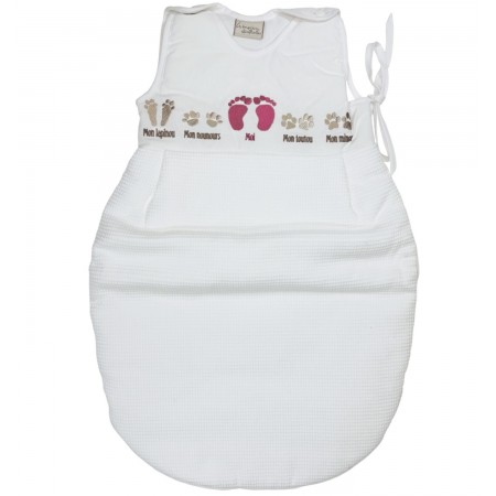 Śpiworek do spania dla niemowlaka różowy 60cm Stópki, Poyet | Dadum