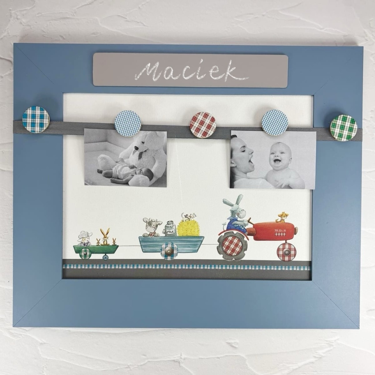 Ramka na zdjęcia z imieniem dziecka Osiołek
