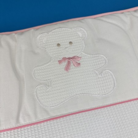 Ochraniacz na szczebelki do łóżeczka Miś różowy | Dadum Kraków