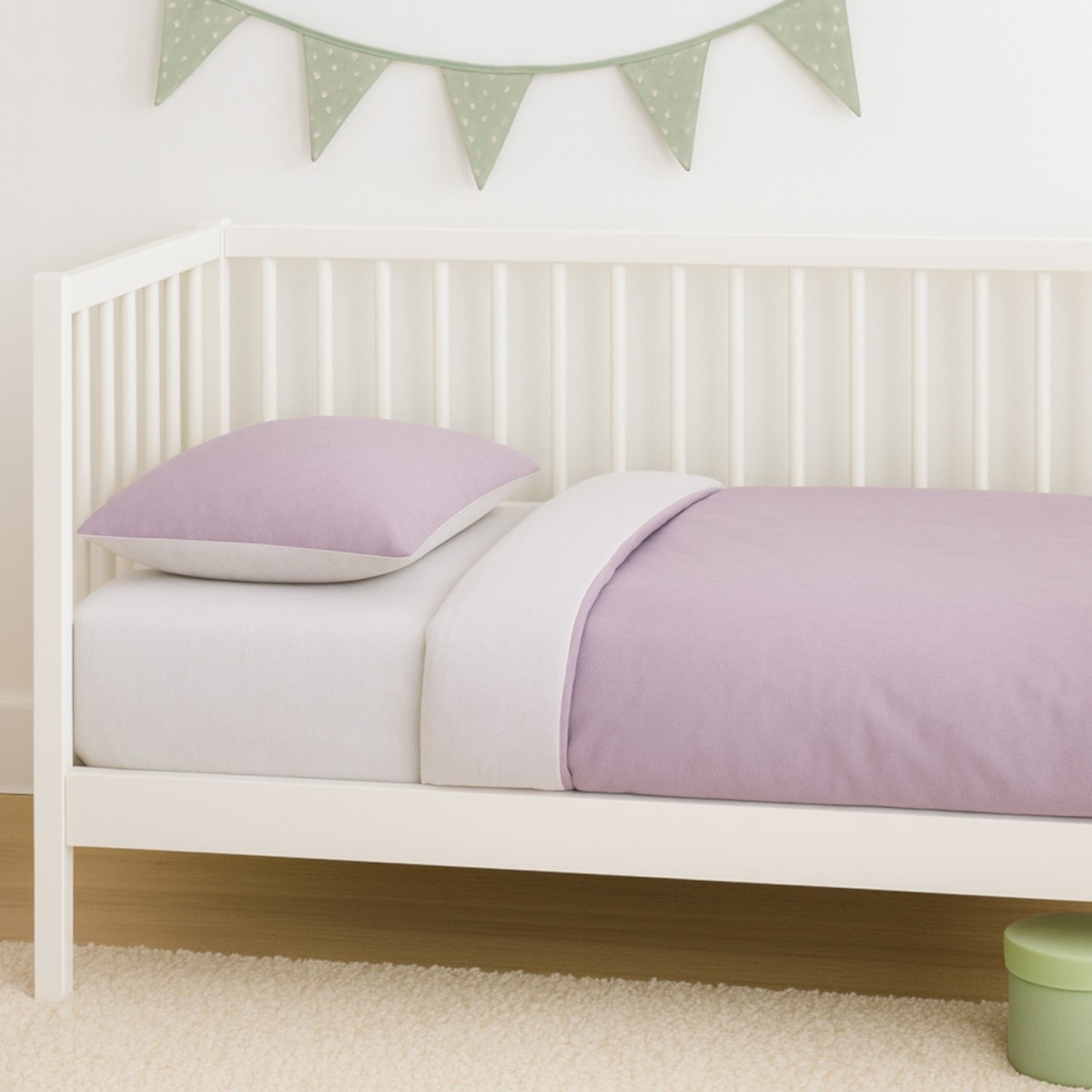 Poszwa na kołdrę i poszewka dla dzieci 100x140 cm biało-liliowe