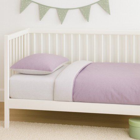 Poszwa na kołdrę i poszewka dla dzieci 100x140 cm biało-liliowe