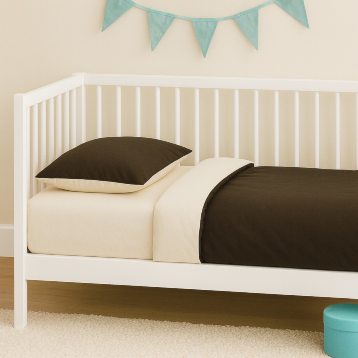 Poszwa na kołdrę i poszewka dla dzieci 100x140 cm kremowo-brązowe