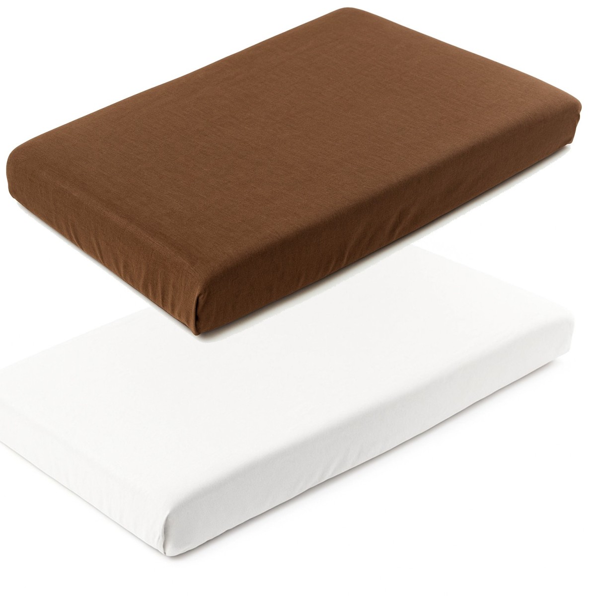 2-pak prześcieradła 70x140 cm z gumką, jersey, białe/brązowe