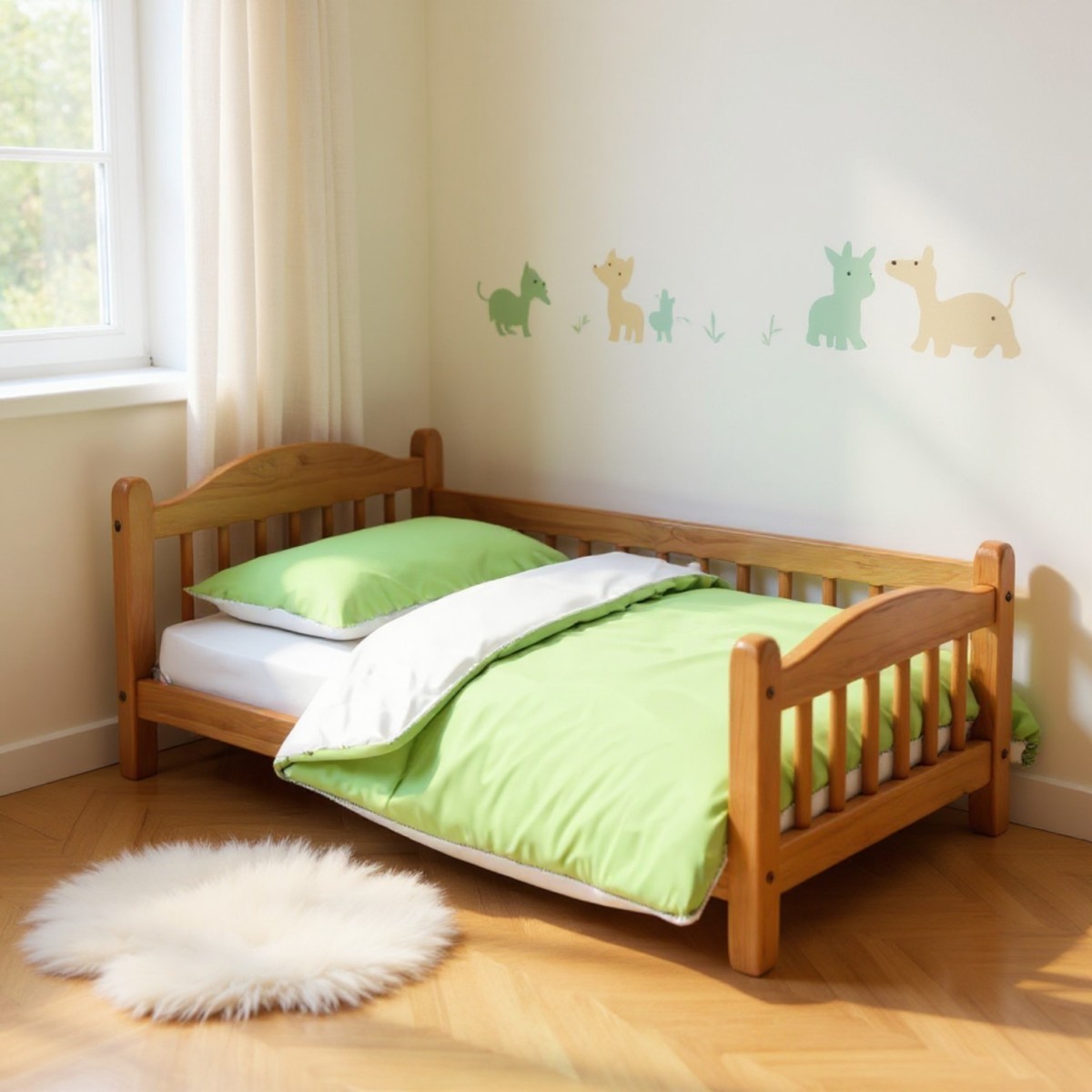 Poszwa na kołdrę i poszewka dla dzieci 100x140 cm zielono-białe