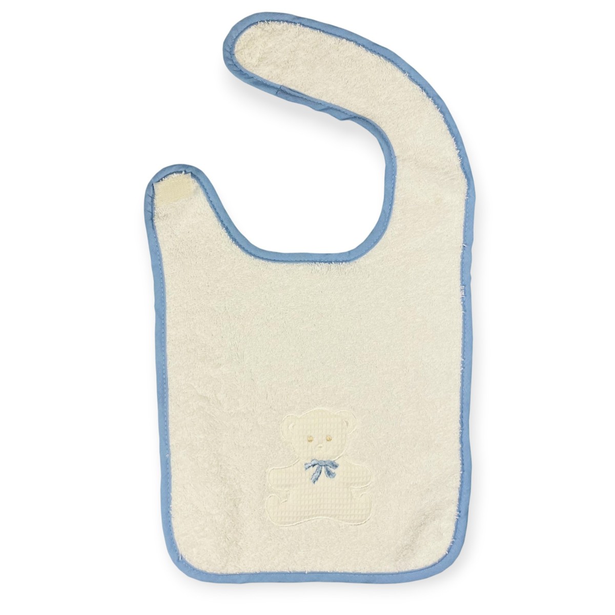 Śliniak dla noworodka bawełniany Miś biało-niebieski