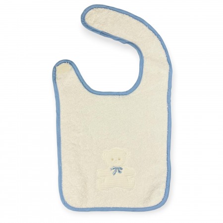 Śliniak dla noworodka bawełniany Miś biało-niebieski