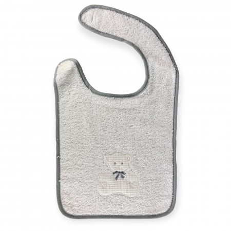 Śliniak dla noworodka bawełniany Miś biało-szary