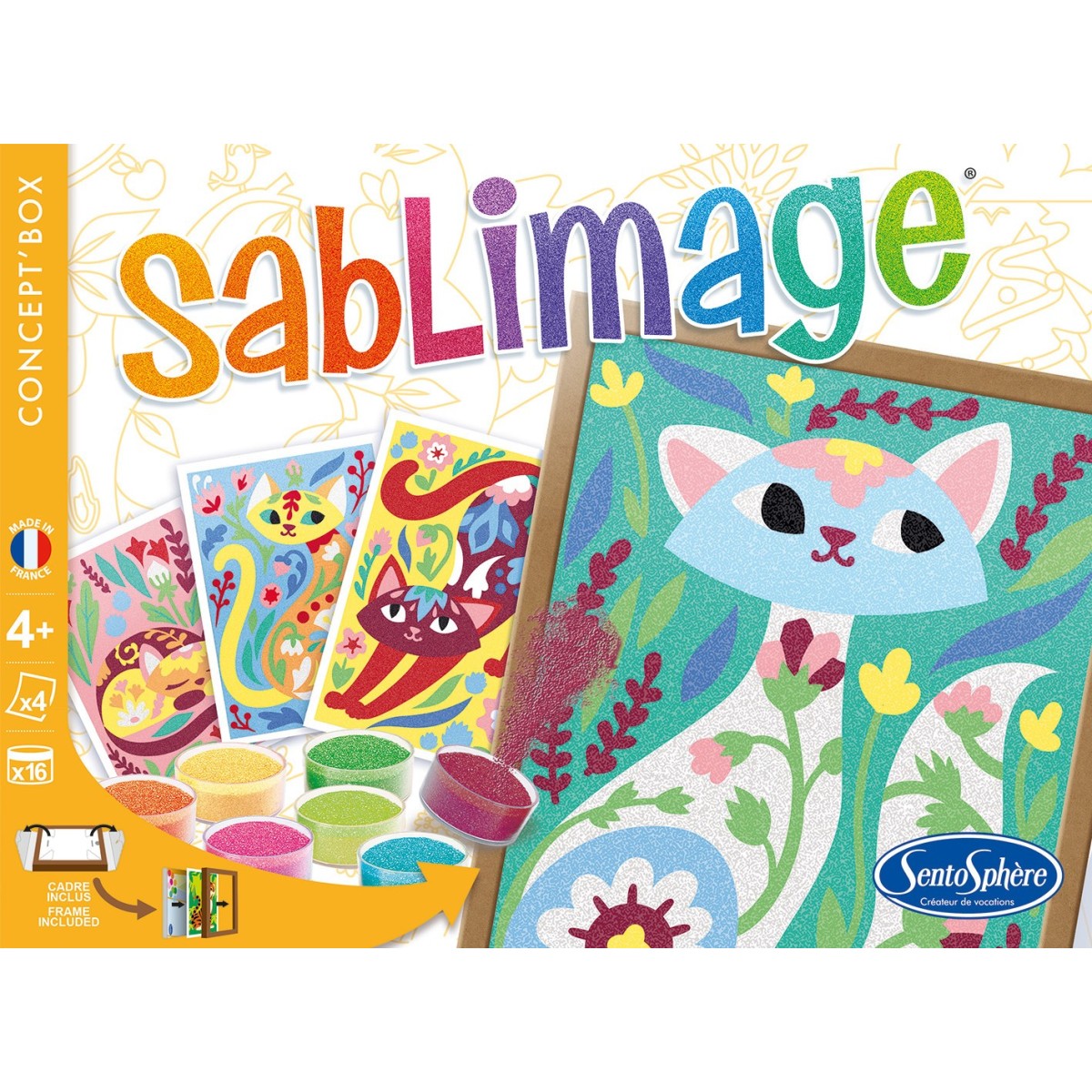 SentoSphere Sablimage Romantyczne Koty 4 obrazki piaskowe