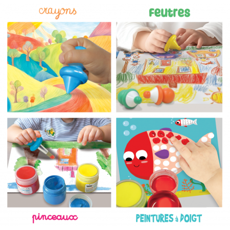 Duży zestaw artystyczny dla rocznego dziecka - kredki, flamastry, farby i pędzle, Crea Lign'