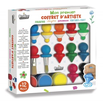 Duży zestaw artystyczny dla rocznego dziecka - kredki, flamastry, farby i pędzle, Crea Lign'