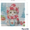 Świąteczny haft diamentowy - Uroczy kot z czerwonym szalikiem -  25x25 cm z ramką