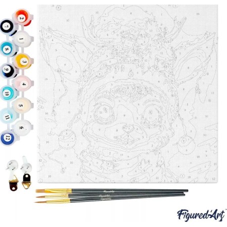 Świąteczne malowanie po numerach - Uroczy renifer - 20 x 20 cm z ramką