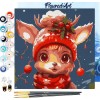 Świąteczne malowanie po numerach - Uroczy renifer - 20 x 20 cm z ramką