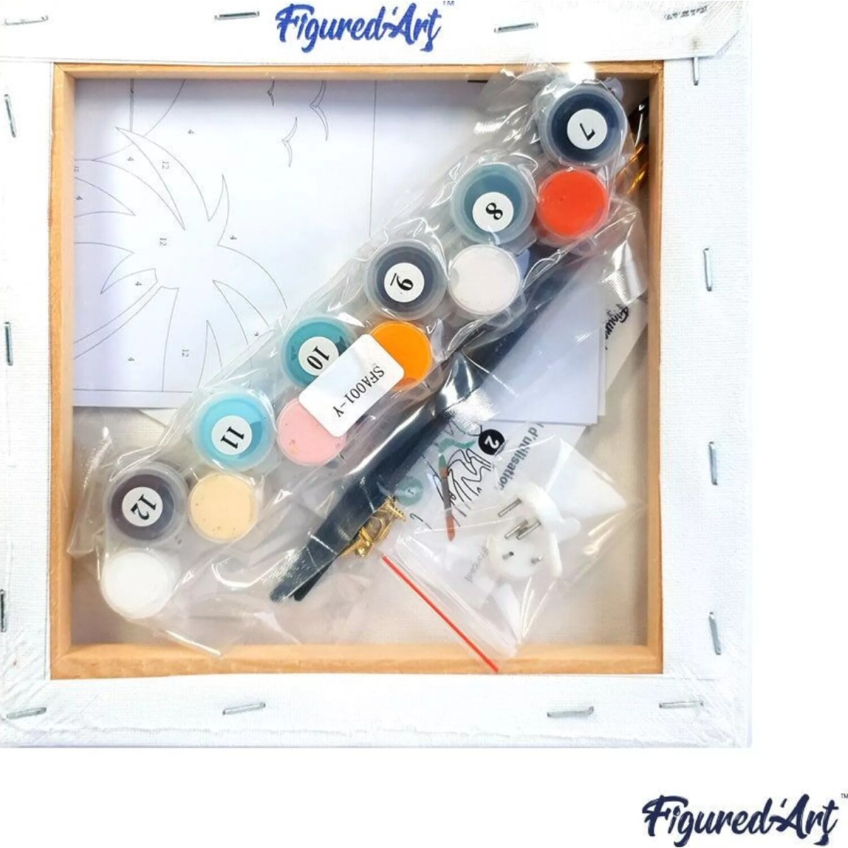 Świąteczne malowanie po numerach - Renifer w sweterku - 20 x 20 cm z ramką