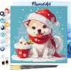 Świąteczne malowanie po numerach - Szczeniak z szalikiem - 20 x 20 cm z ramką
