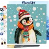 Świąteczne malowanie po numerach - Pingwin - 20 x 20 cm z ramką